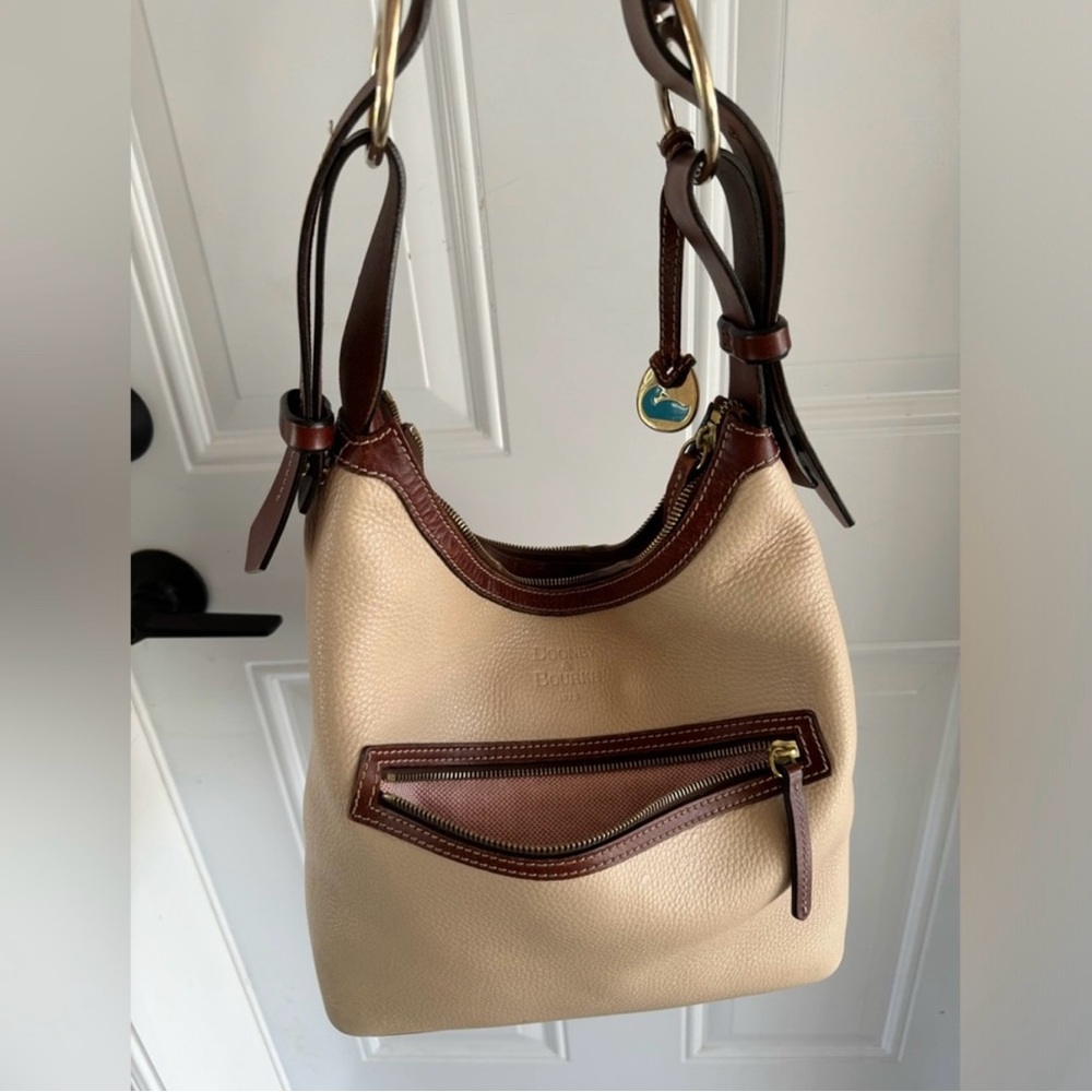 Dooney & Bourke Cream and Brown Hobo Bag